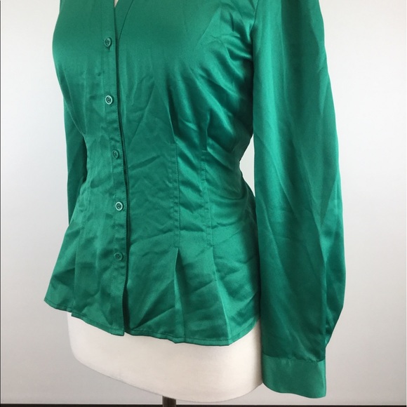 East 5th Green Button Down Silky Shirt Size M - Picture 3 of 5